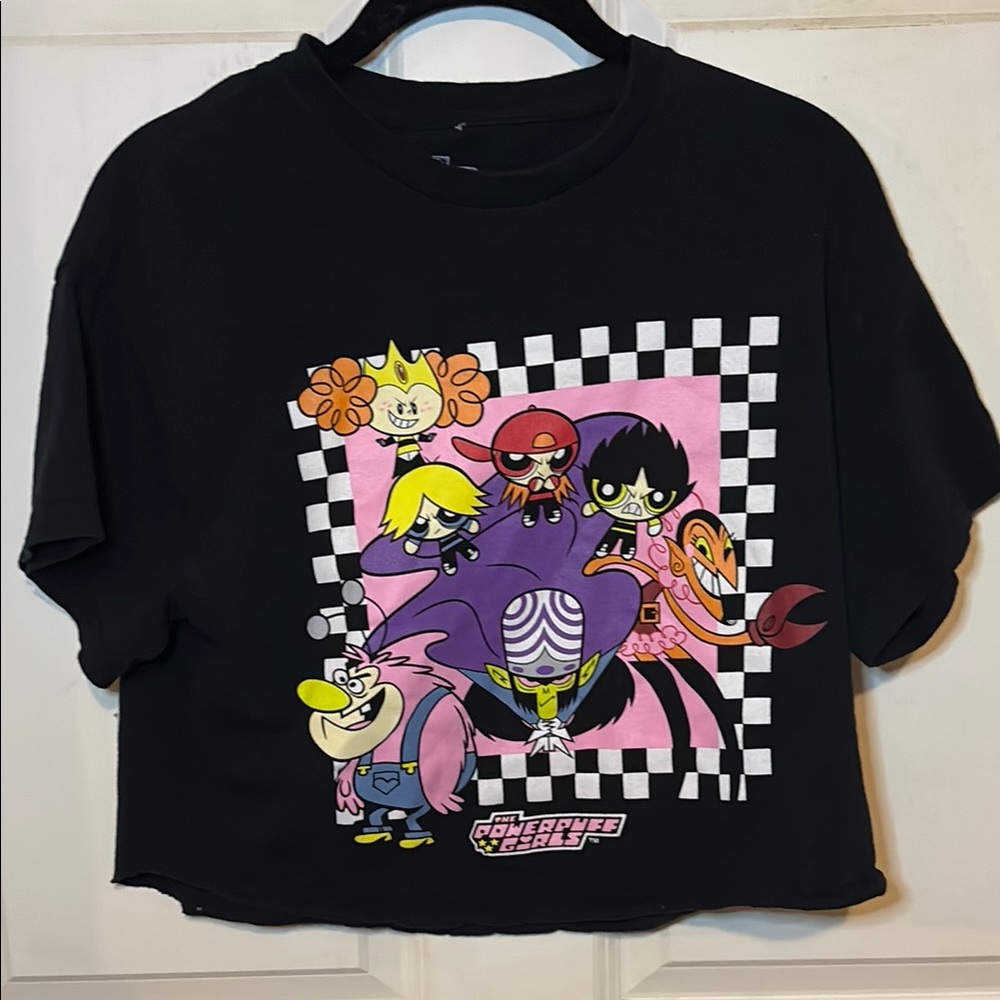 Power Puff Girls -Cartoon Network Black Short Sleeve Tee crop top